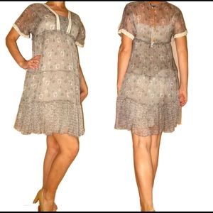 Ethic Cottage Farm Core Floral Sheer Silk Prairie Dress Y2K Vntg Fairy Lace New